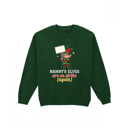 Personalised Elves On Strike Christmas Jumper & T-Shirt laid flat