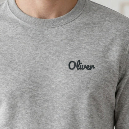 Embroidered Name T-Shirt, adult sweatshirt in ash, embroidered