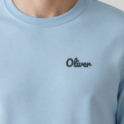 Embroidered Name T-Shirt, adult sweatshirt in light blue, embroidered