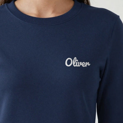 Embroidered Name T-Shirt, adult sweatshirt in navy, embroidered