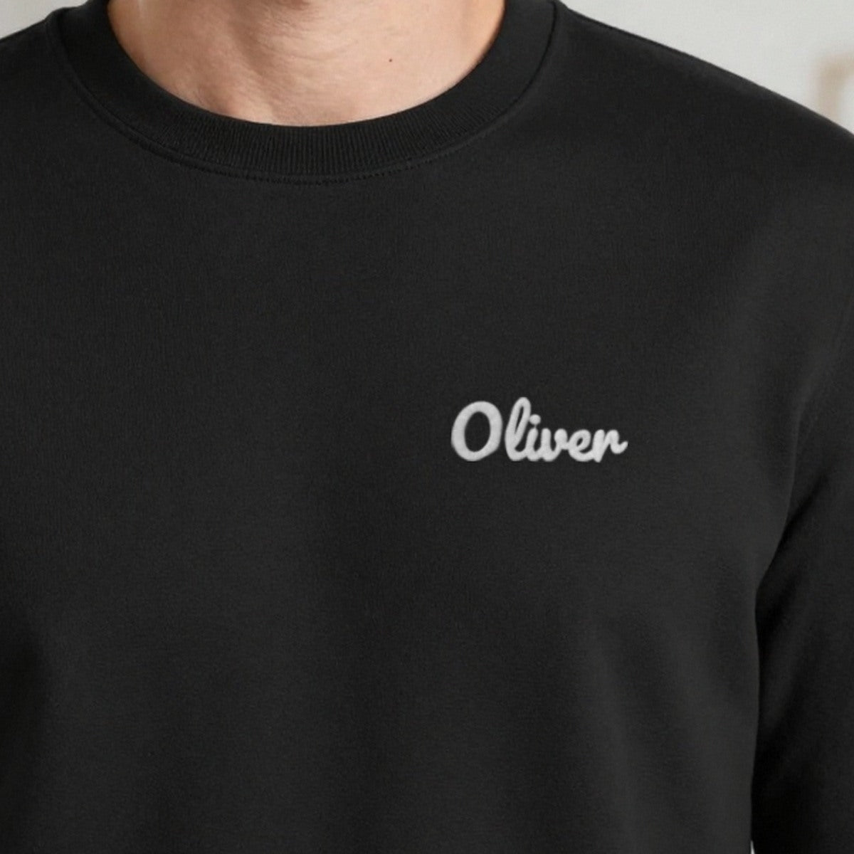Embroidered Name T-Shirt, adult sweatshirt in black, embroidered