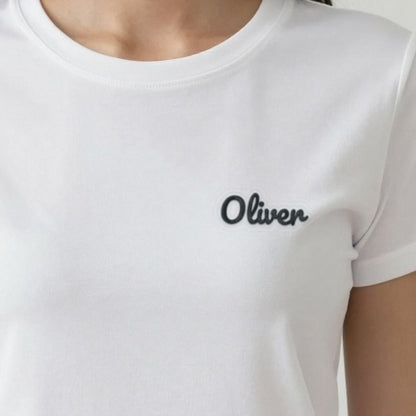 Embroidered Name T-Shirt, adult t-shirt in white, embroidered