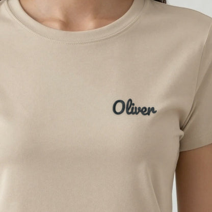 Embroidered Name T-Shirt, adult t-shirt in sand, embroidered