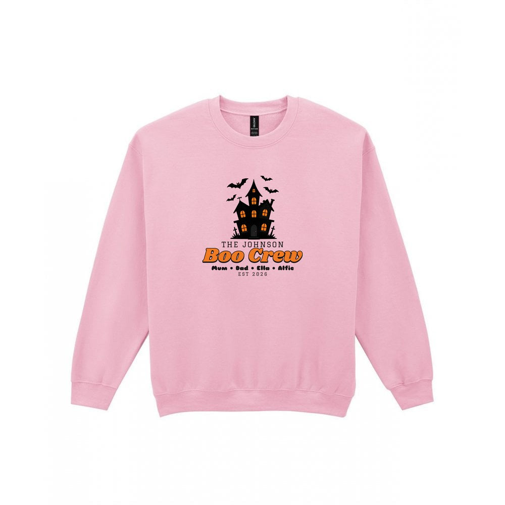 Personalised Family Boo Crew T-Shirt & Sweatshirt in Light Pink (Sweatshirt)