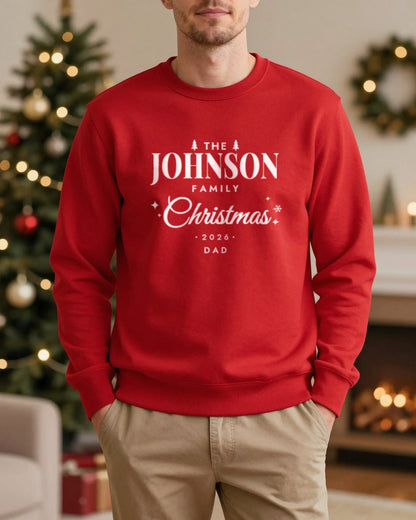 Red personalised family Christmas jumper for Dad