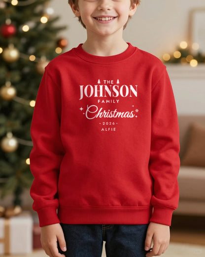 Kids personalised family Christmas sweatshirt with child name
