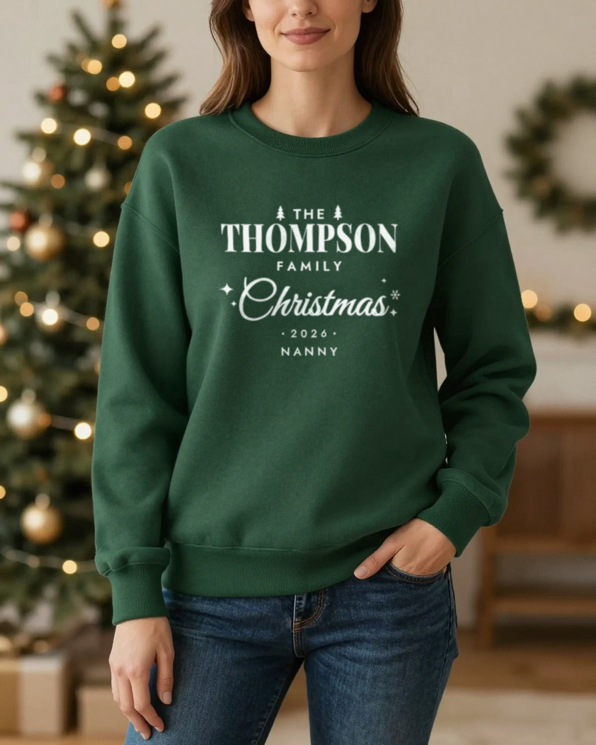 Green personalised Christmas sweatshirt for Nanny