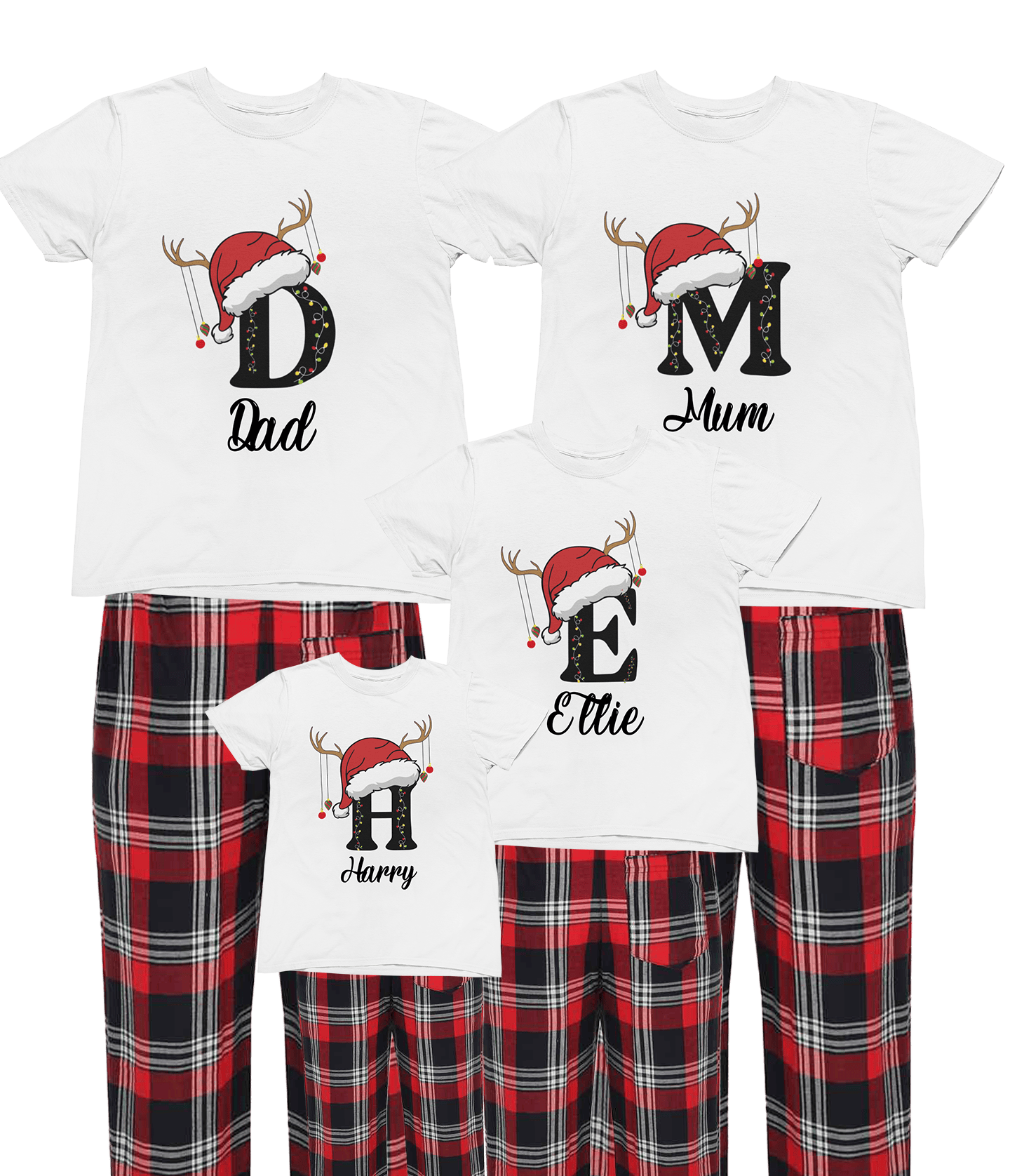 personalised family christmas pyjamas clothing front product image