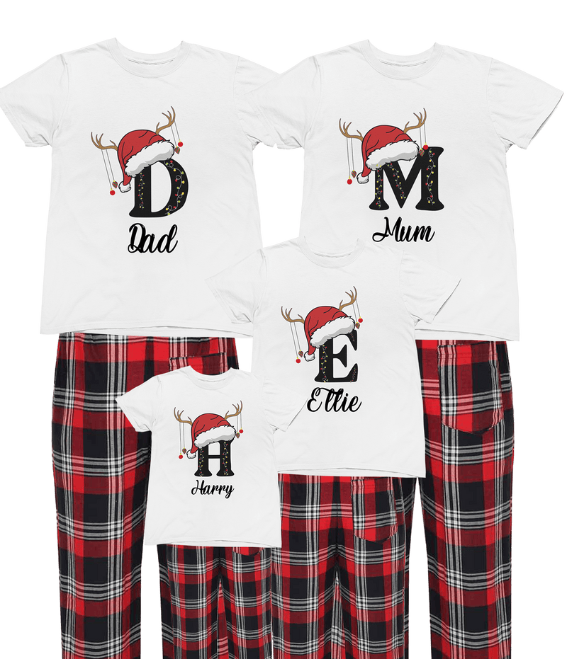 Pijamas navideños familiares personalizados – Pijamas con letra y nombre personalizados