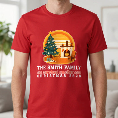 Personalised Family Christmas Christmas Jumper & T-Shirt T-Shirt in Red, worn, our photo
