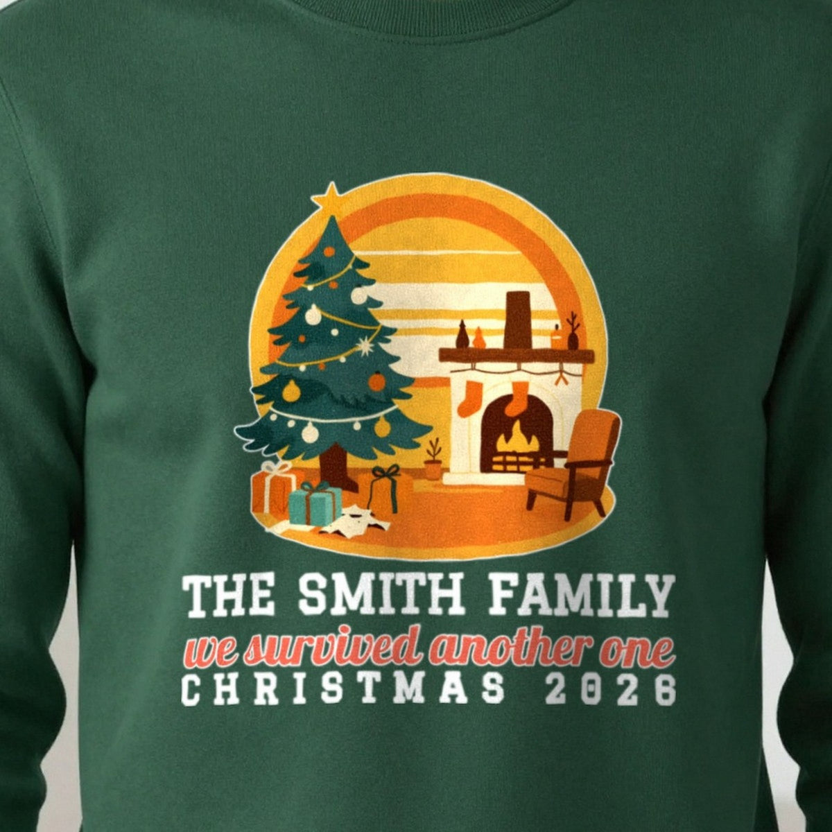 Personalised Family Christmas Christmas Jumper & T-Shirt print close-up, our photo