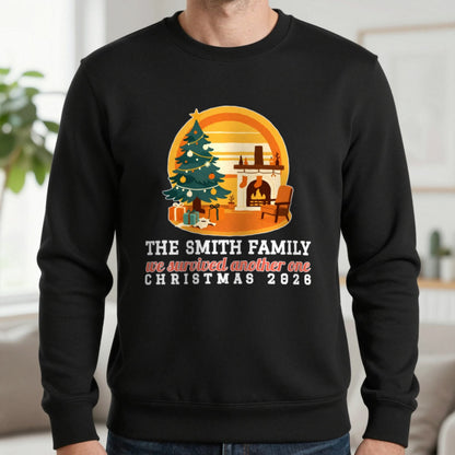 Personalised Family Christmas Christmas Jumper & T-Shirt Sweatshirt in Black, worn, our photo