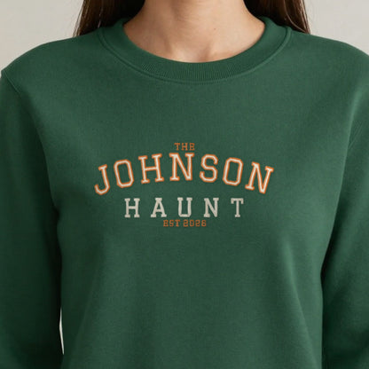Personalised Family Haunt Embroidered Sweatshirt close-up