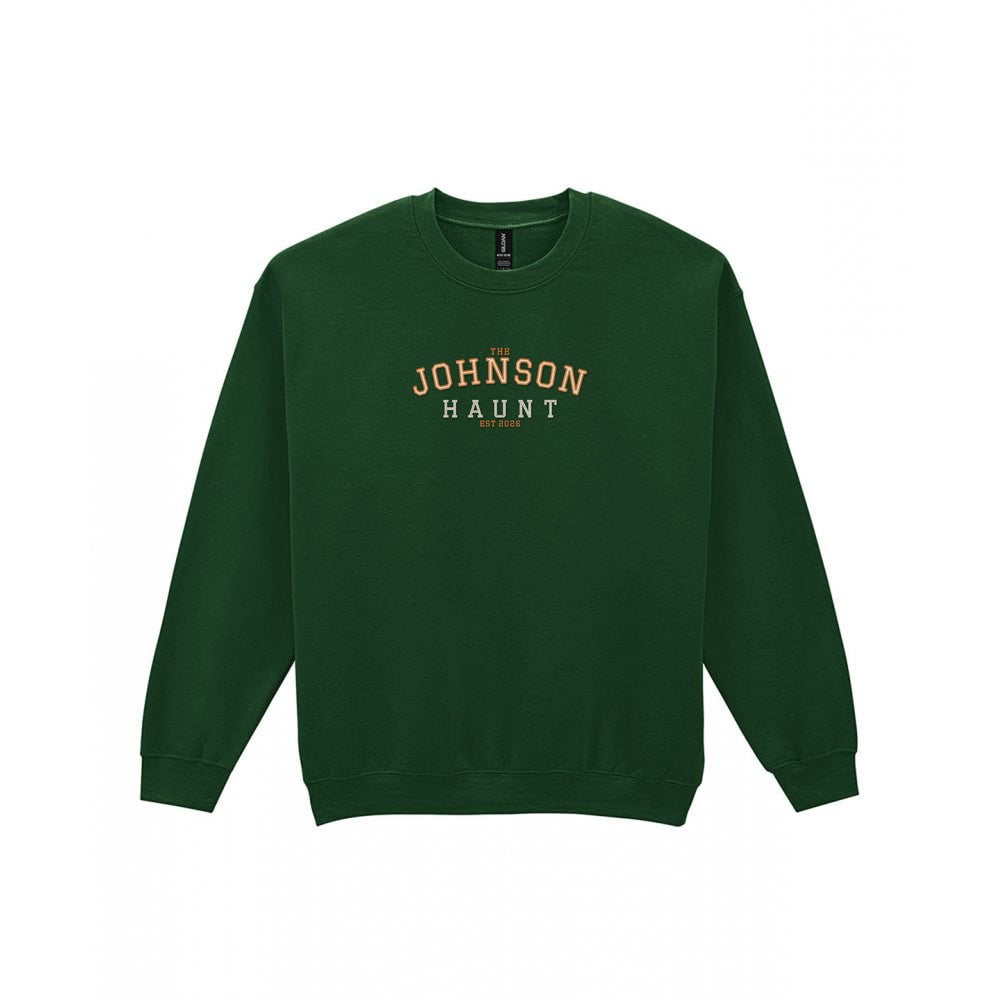 Personalised Family Haunt Embroidered Sweatshirt in Forest Green