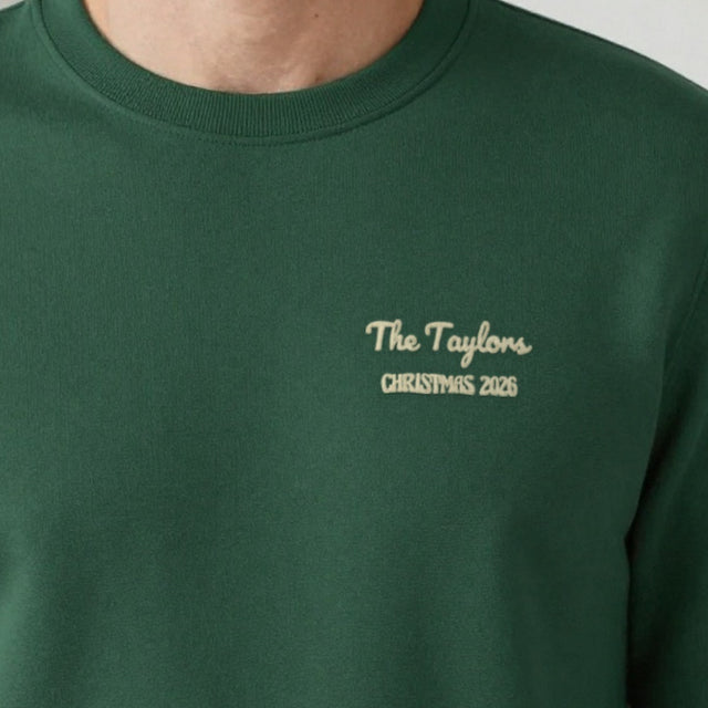 Personalised Embroidered Family Name Christmas Jumper or T-Shirt