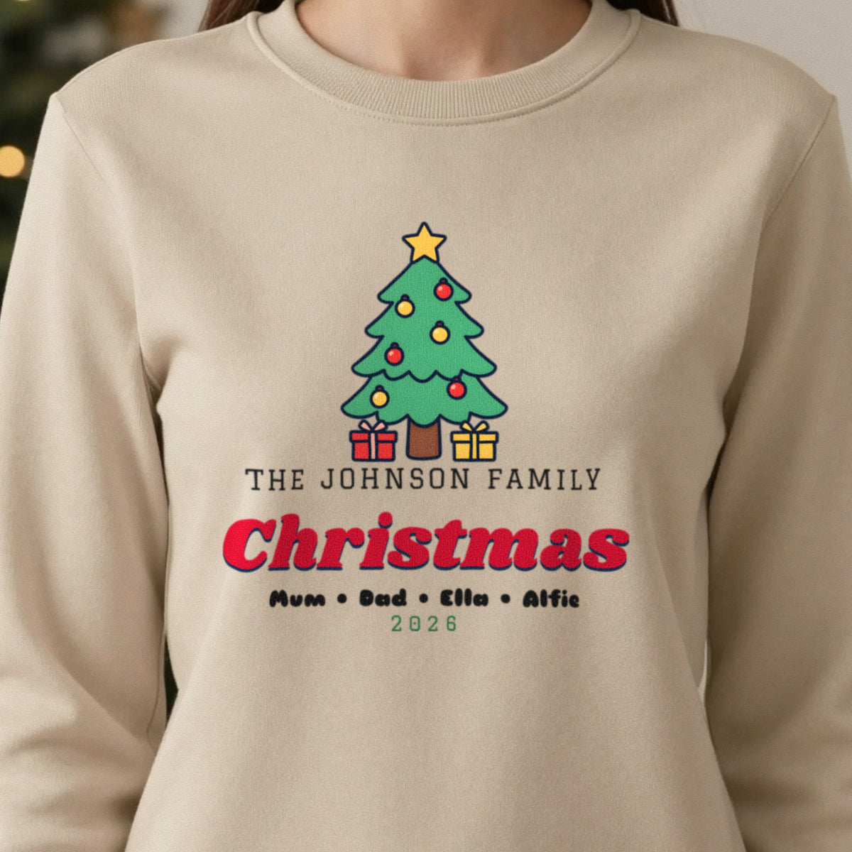 Personalised Family Christmas Jumper & T-Shirt close-up