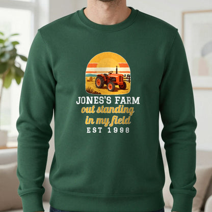 Personalised Farm T-Shirt & Sweatshirt Sweatshirt in Forest Green, worn, our photo