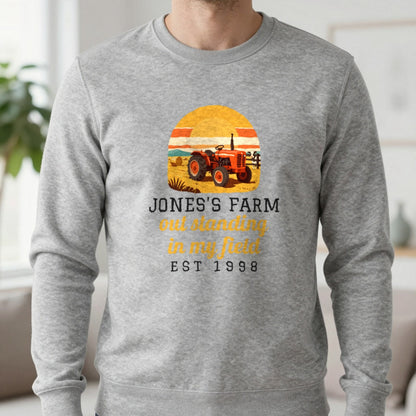 Personalised Farm T-Shirt & Sweatshirt Sweatshirt in Sport Grey, worn, our photo