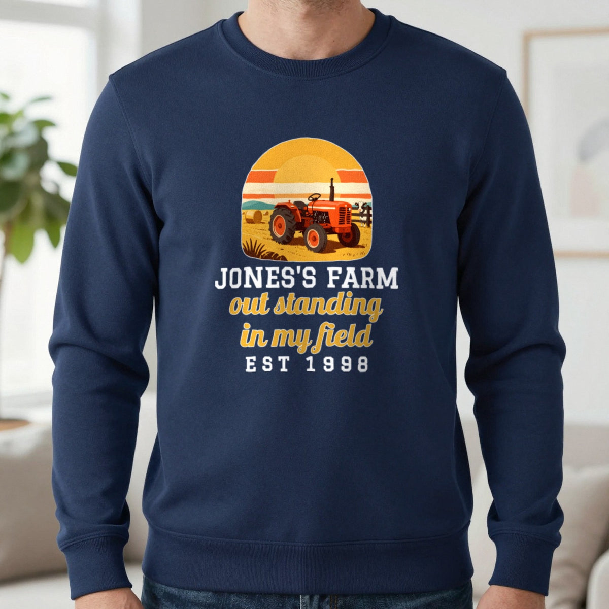 Personalised Farm T-Shirt & Sweatshirt Sweatshirt in Navy, worn, our photo