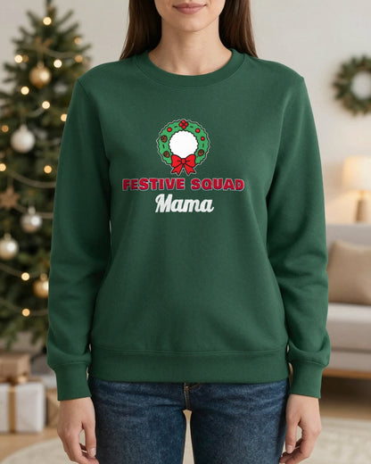 Personalised Festive Squad Christmas Jumper & T-Shirt worn