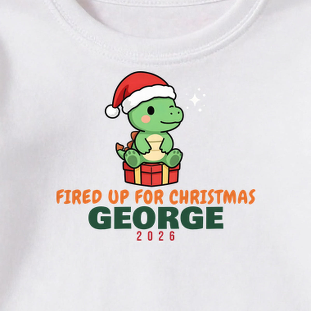 Fired Up For Christmas Dragon personalised print close-up
