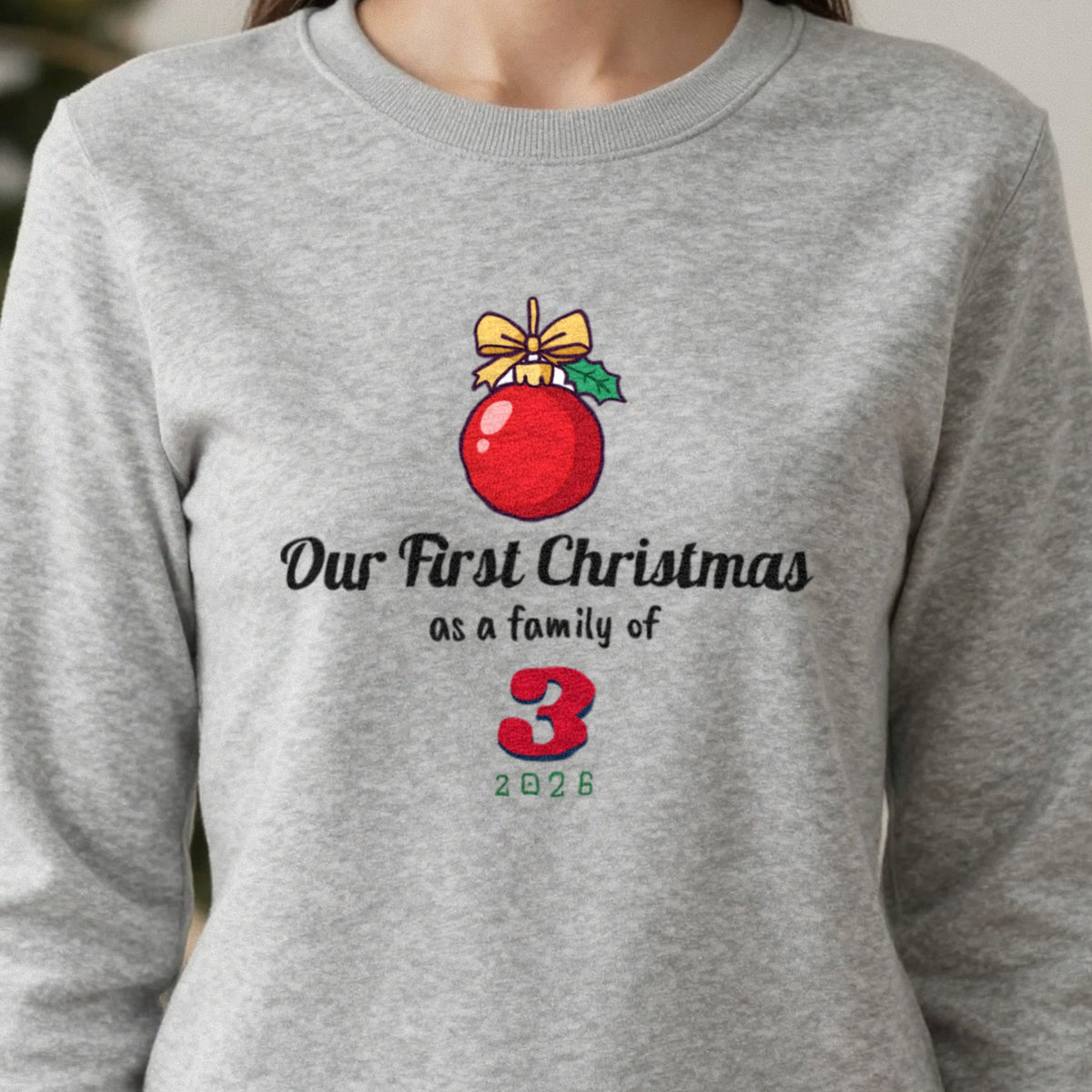 Personalised First Christmas as a Family Jumper & T-Shirt close-up