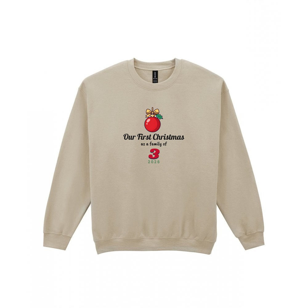 Personalised First Christmas as a Family Jumper & T-Shirt Sweatshirt in Sand