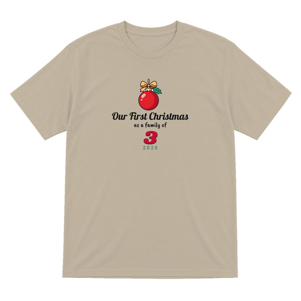 Personalised First Christmas as a Family Jumper & T-Shirt T-Shirt in Sand