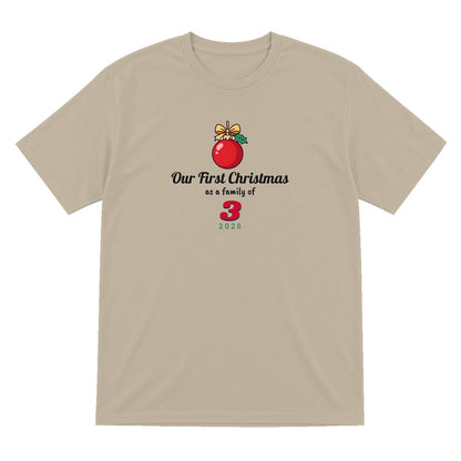 Personalised First Christmas as a Family Jumper & T-Shirt T-Shirt in Sand