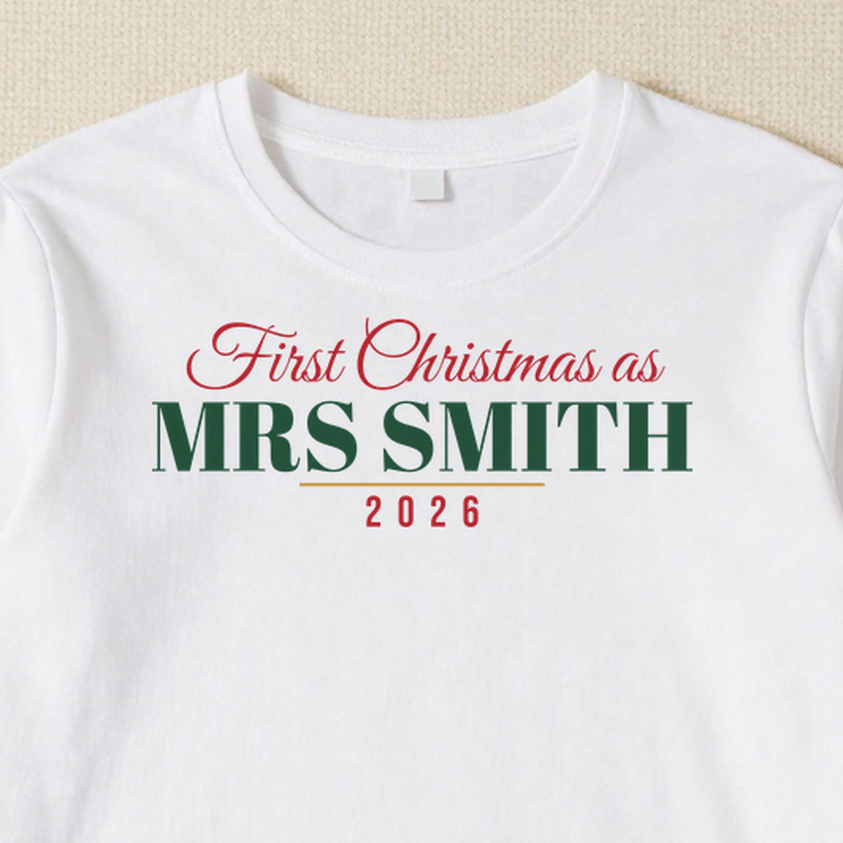 First Christmas As Mrs personalised print close-up