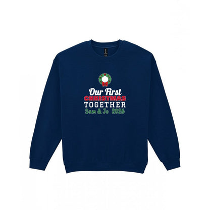Personalised Our First Christmas Together Jumper & T-Shirt laid flat