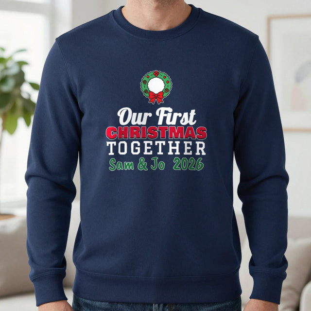 Personalised Our First Christmas Together Jumper & T-Shirt | Couple Names Year