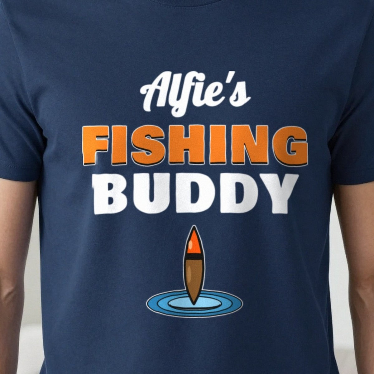 Personalised Fishing Buddy T-Shirt & Sweatshirt print close-up, our photo