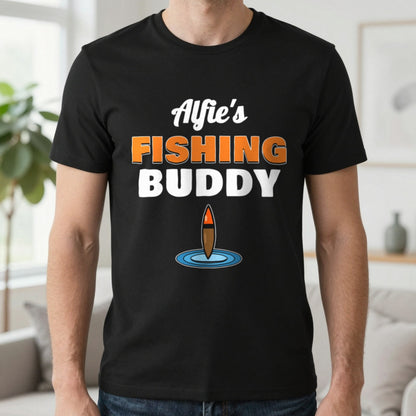 Personalised Fishing Buddy T-Shirt & Sweatshirt T-Shirt in Black, worn, our photo