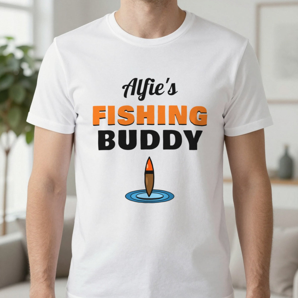 Personalised Fishing Buddy T-Shirt & Sweatshirt T-Shirt in White, worn, our photo
