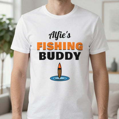Personalised Fishing Buddy T-Shirt & Sweatshirt T-Shirt in White, worn, our photo