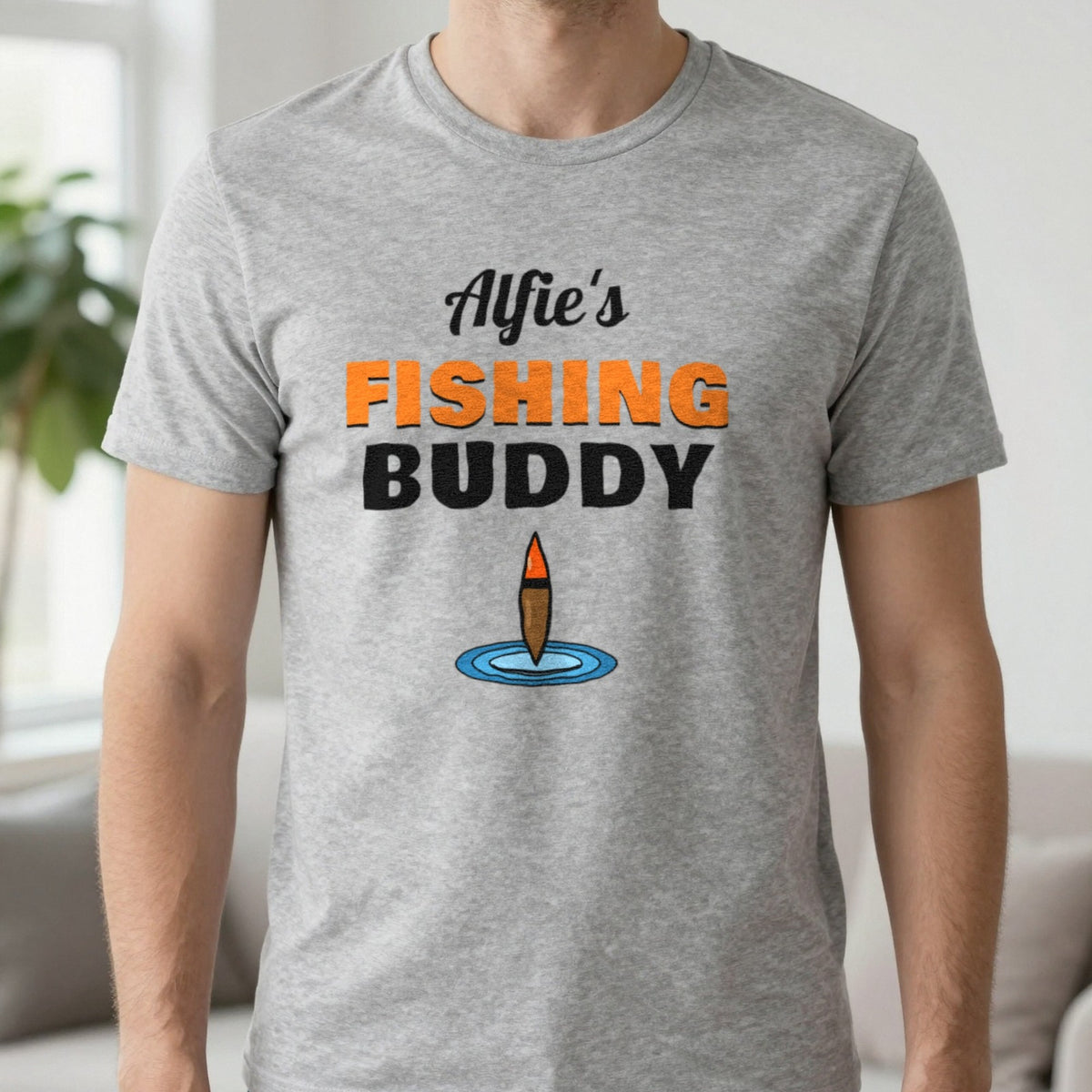 Personalised Fishing Buddy T-Shirt & Sweatshirt T-Shirt in Sport Grey, worn, our photo