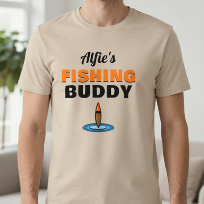 Personalised Fishing Buddy T-Shirt & Sweatshirt T-Shirt in Sand, worn, our photo