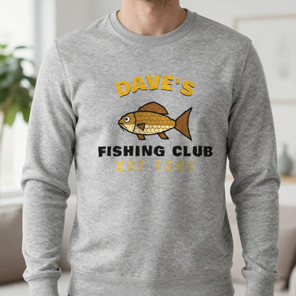 Personalised Fishing Club T-Shirt & Sweatshirt Sweatshirt in Sport Grey, worn, our photo