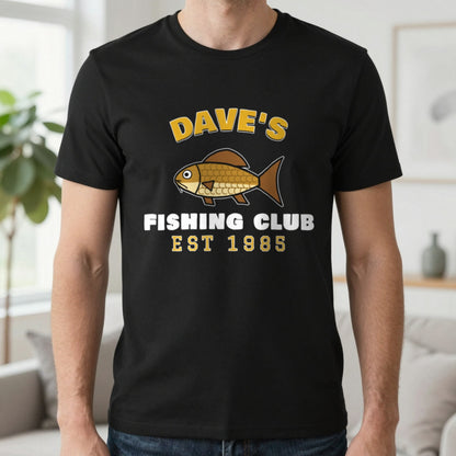 Personalised Fishing Club T-Shirt & Sweatshirt T-Shirt in Black, worn, our photo