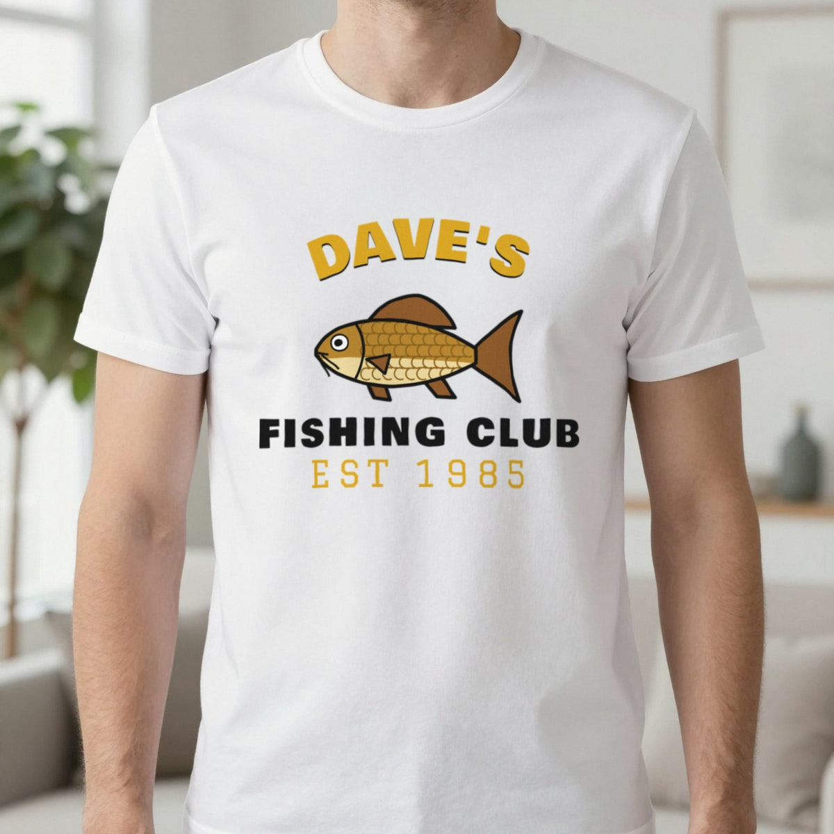 Personalised Fishing Club T-Shirt & Sweatshirt T-Shirt in White, worn, our photo