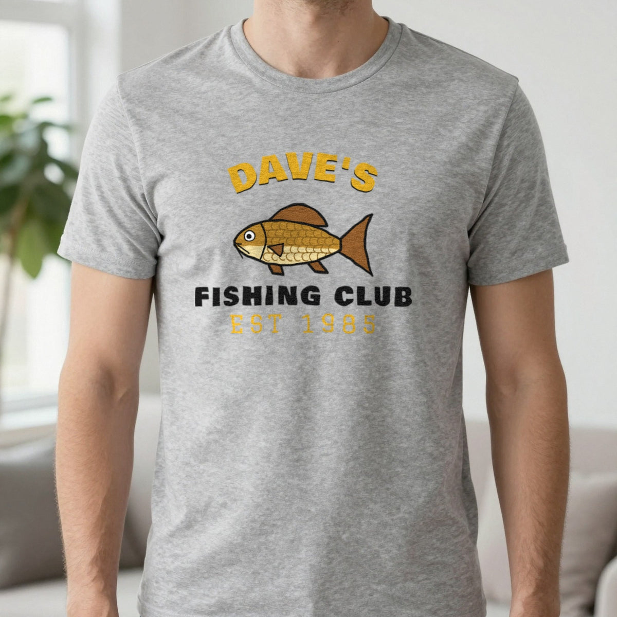Personalised Fishing Club T-Shirt & Sweatshirt T-Shirt in Sport Grey, worn, our photo