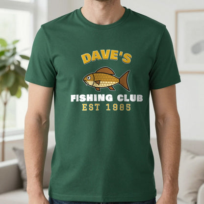 Personalised Fishing Club T-Shirt & Sweatshirt T-Shirt in Forest Green, worn, our photo