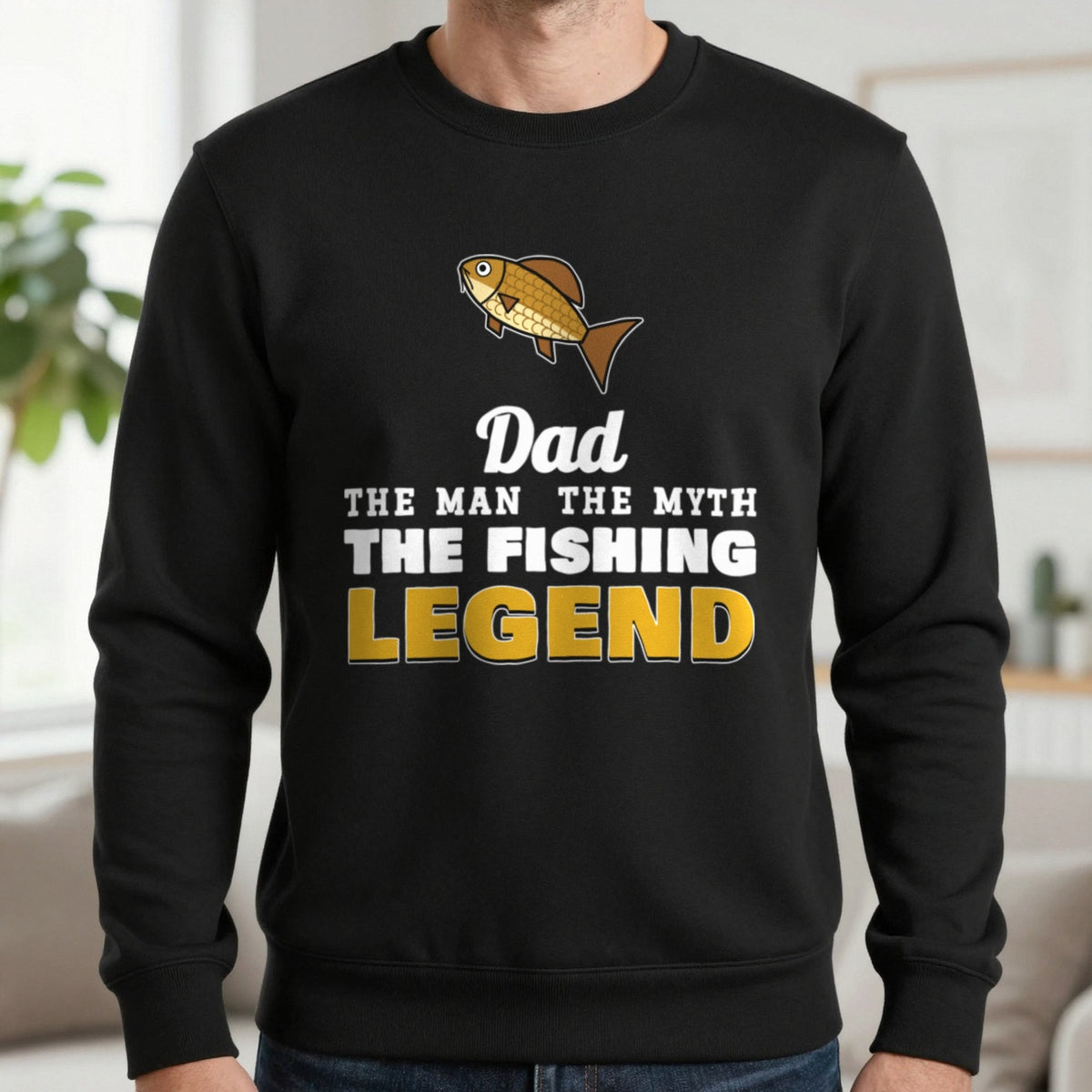 Personalised Fishing Legend T-Shirt & Sweatshirt Sweatshirt in Black, worn, our photo