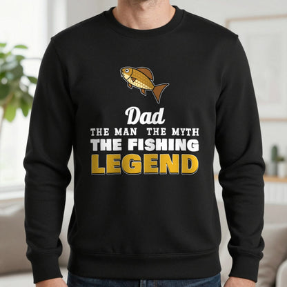 Personalised Fishing Legend T-Shirt & Sweatshirt Sweatshirt in Black, worn, our photo