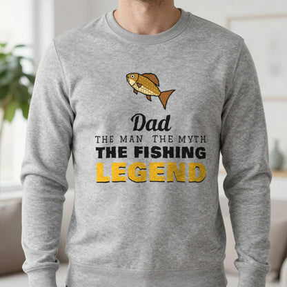 Personalised Fishing Legend T-Shirt & Sweatshirt Sweatshirt in Sport Grey, worn, our photo
