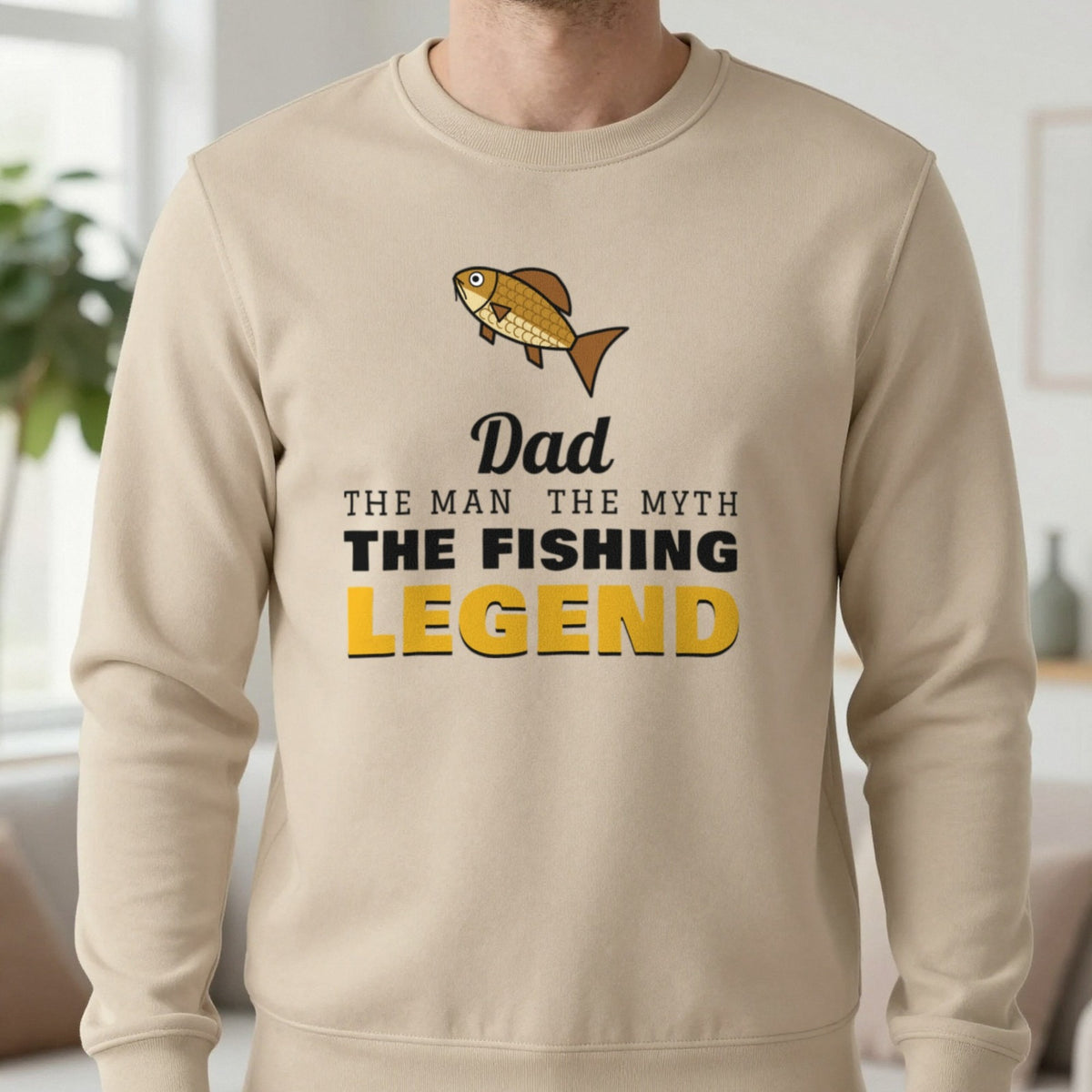 Personalised Fishing Legend T-Shirt & Sweatshirt Sweatshirt in Sand, worn, our photo