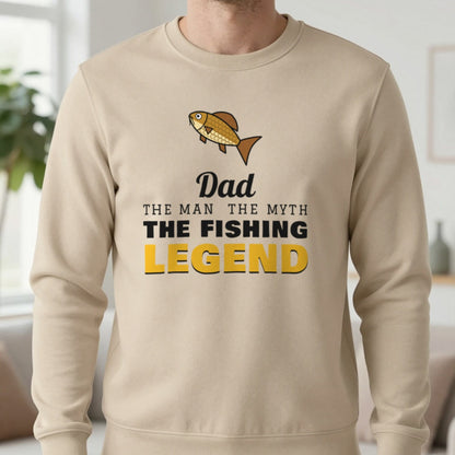 Personalised Fishing Legend T-Shirt & Sweatshirt Sweatshirt in Sand, worn, our photo