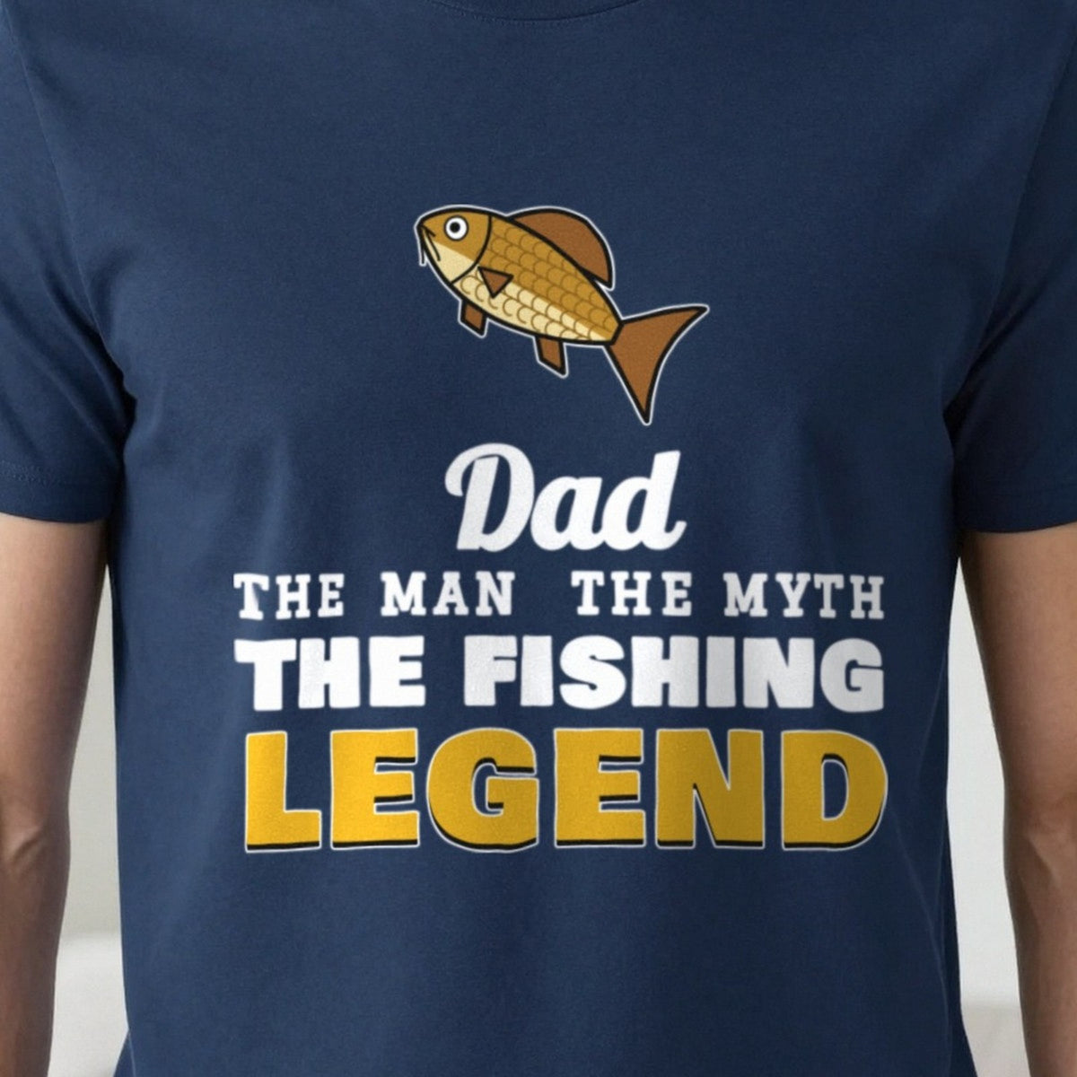 Personalised Fishing Legend T-Shirt & Sweatshirt print close-up, our photo