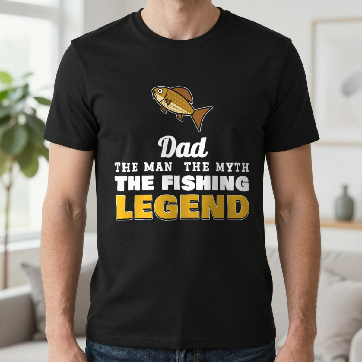 Personalised Fishing Legend T-Shirt & Sweatshirt T-Shirt in Black, worn, our photo